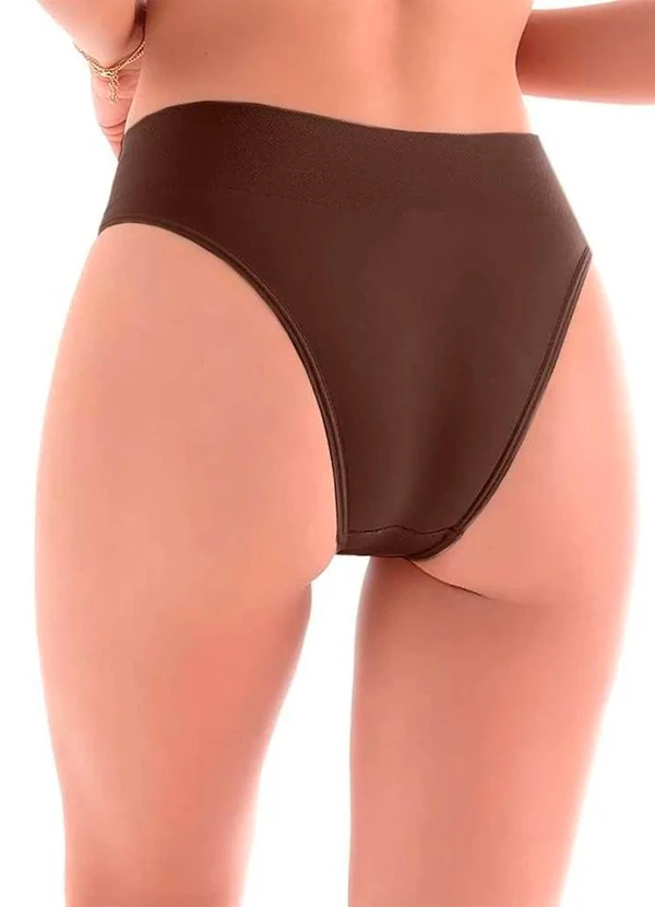 Rovitex - Calcinha Tanga Cós Largo sem Costura Marrom 2