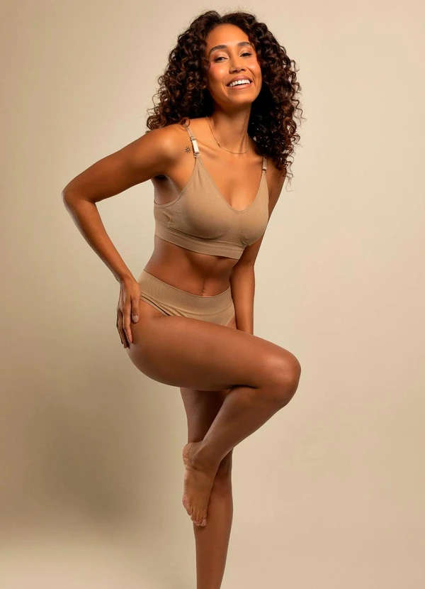 Rovitex - Top Alça Fina com Bojo Removível Basic Pro Bege 3