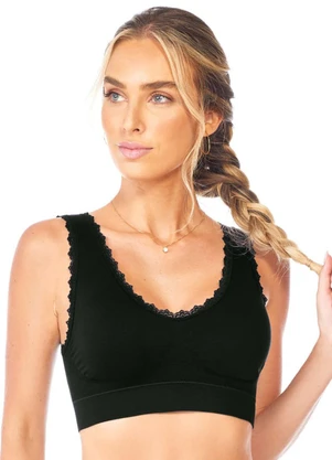 Rovitex - Top com Renda e Bojo Removível Preto - ROVITEX