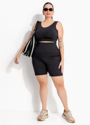 Top Fitness Preto em Malha Zero Transpar�ncia Forrado