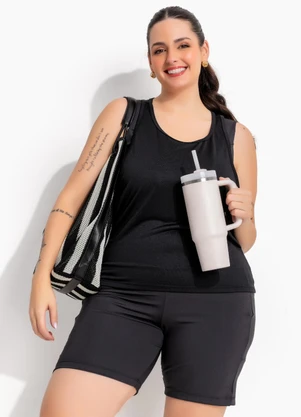 Marguerite - Top Fitness Preto em Malha Zero Transparência Forrado - MARGUERITE