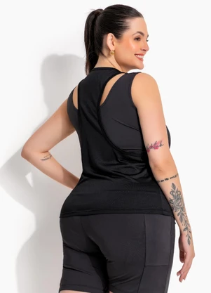 Marguerite - Top Fitness Preto em Malha Zero Transparência Forrado - MARGUERITE