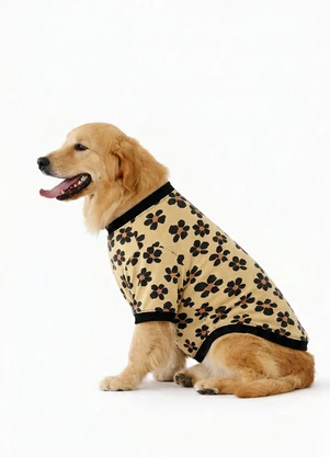 Quimby - Blusão para Pet em Cotton Estampado Bege - QUIMBY
