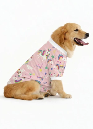 Quimby - Blusão para Pet em Cotton Estampado Rosa - QUIMBY