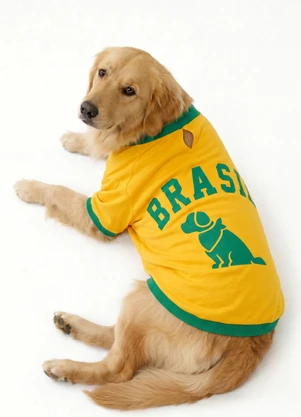 Quimby - Blusão Pet Brasil em Meia Malha Amarelo - QUIMBY