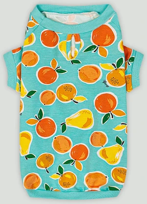 Blusão Pet com Estampa de Frutinhas Quimby Azul - QUIMBY