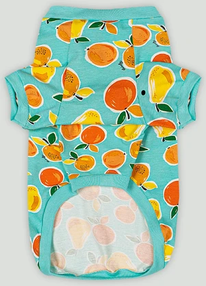 Blusão Pet com Estampa de Frutinhas Quimby Azul - QUIMBY