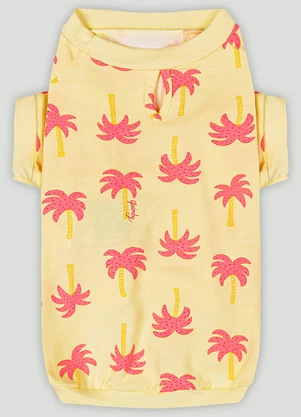 Blusão Pet Tropical em Cotton Quimby Amarelo - QUIMBY