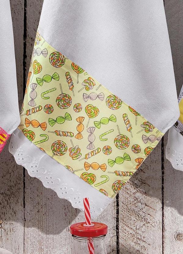 Lar e Lazer - Pano de Copa Artesanal Doçura Bordado 3 Peças 2