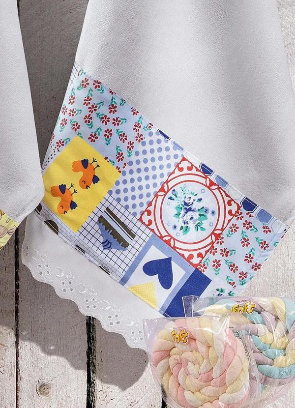 Lar e Lazer - Pano de Copa Artesanal Doçura Bordado 3 Peças 3