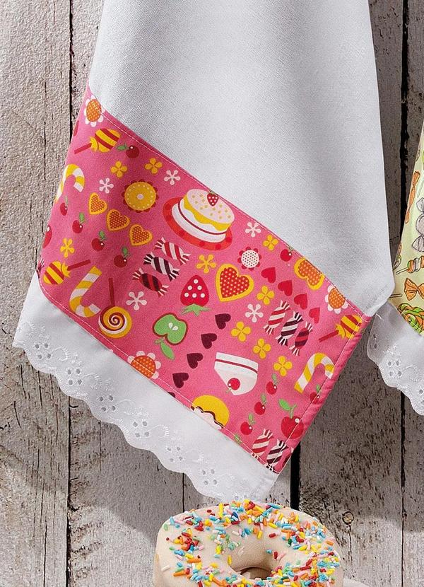 Lar e Lazer - Pano de Copa Artesanal Doçura Bordado 3 Peças 4