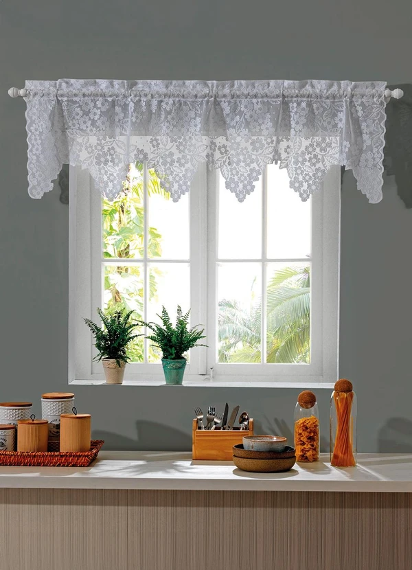 Santista - Cortina Bandô Artesanal Branca 1.40mx45cm 2