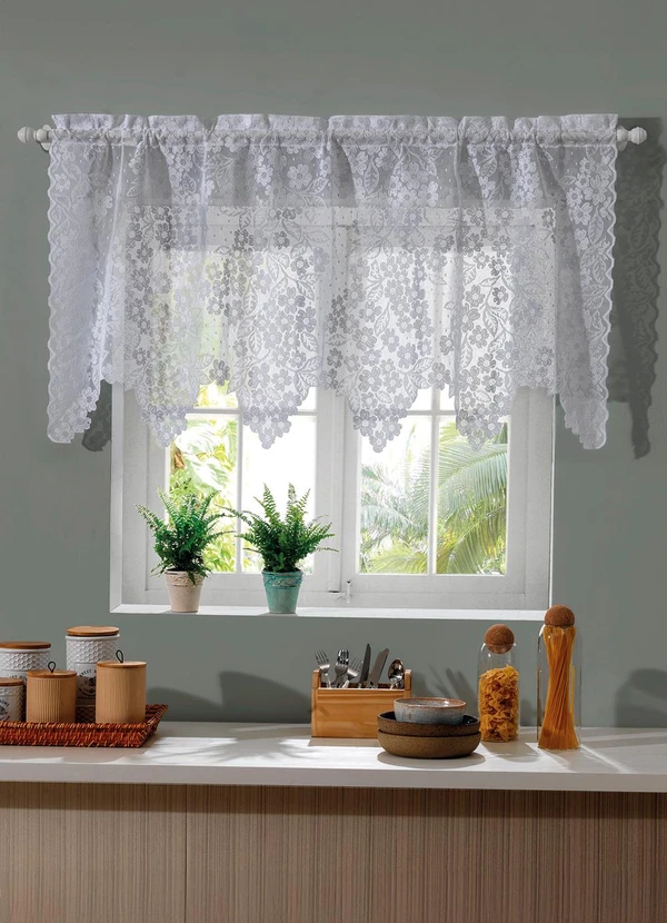 Lar e Lazer - Cortina Bandô Branca 1.40m X 75cm 2