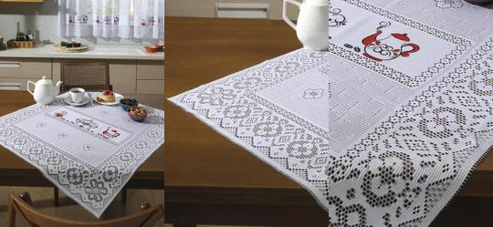 Toalha de Ch Quadrada Branca Caf