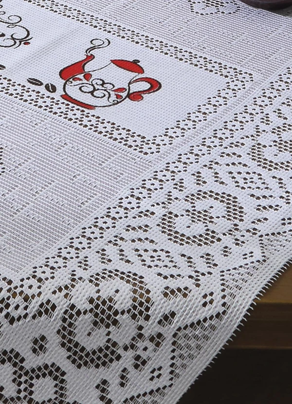 Santista - Toalha de Chá Quadrada Branca Café 3