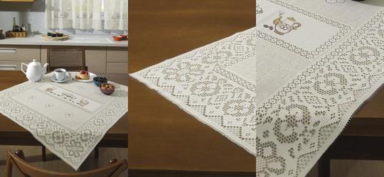 Toalha de Ch Quadrada Valncia Marfim Caf