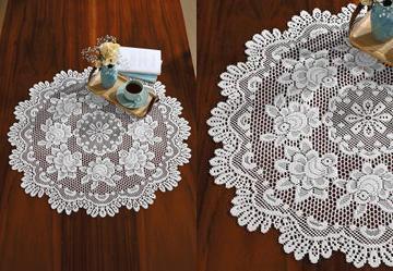 Toalha de Ch� Redonda Artesanal Branca 75cm