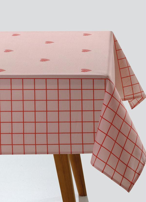 Mundo Lar - Toalha de Mesa Quadrada Coração Rosa 140x140 Cm 4