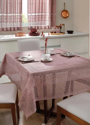 Lar e Lazer - Toalha de Mesa Quadrada Rose 150x150 cm - LAR E LAZER