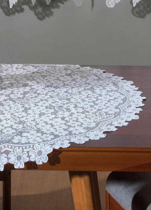 Santista - Toalha de Chá Redonda Artesanal Branca Cerejeira 2