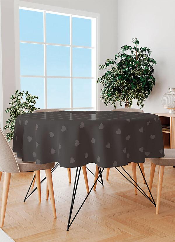 Lar e Lazer - Toalha de Mesa Redonda Mini Corações 145 Cm