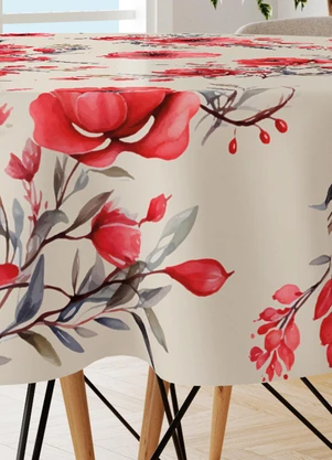 Lar e Lazer - Toalha de Mesa Redonda Rosas 1 Peça - LAR E LAZER