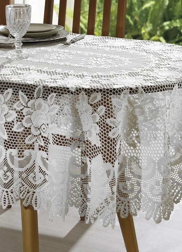 Lar e Lazer - Toalha Oval Artesanal Branca 1.30m X 1.80 2