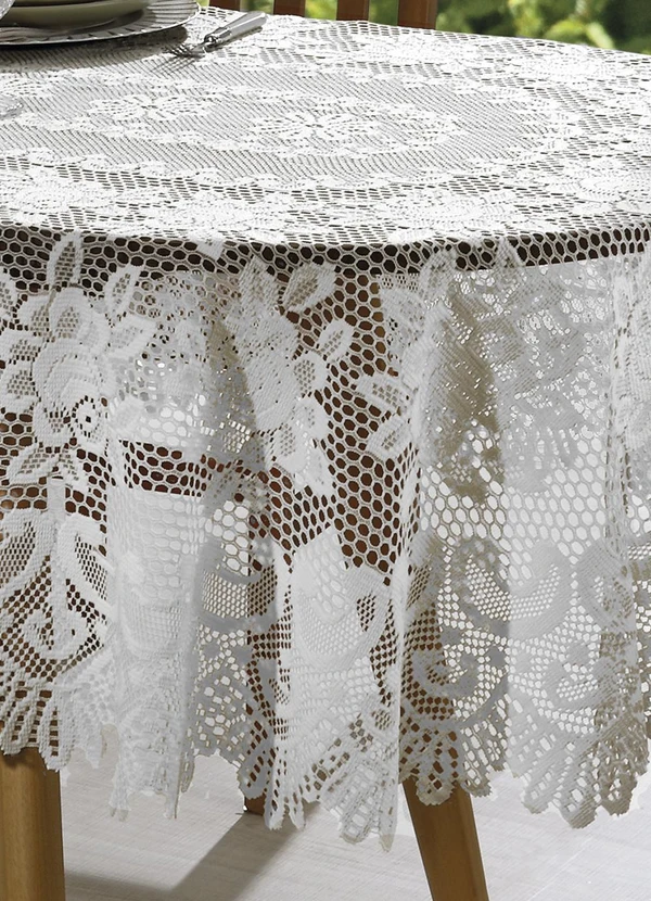 Lar e Lazer - Toalha Oval Artesanal Branca Gardênia 1.50mx2.70m 2