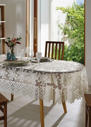 Lar e Lazer - Toalha Oval Artesanal Cru Gardênia 1.30m X 1.80m - LAR E LAZER