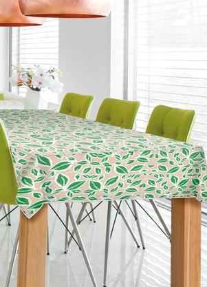 Mundo Lar - Toalha de Mesa Quadrada Folhas 135x135 cm - MUNDO LAR