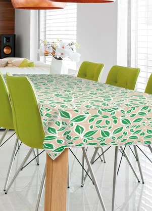 Mundo Lar - Toalha de Mesa Quadrada Folhas 135x135 cm - MUNDO LAR