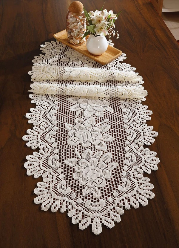 Santista - Trilho Oval Artesanal Bege Gardênia 40cm X 1.25m