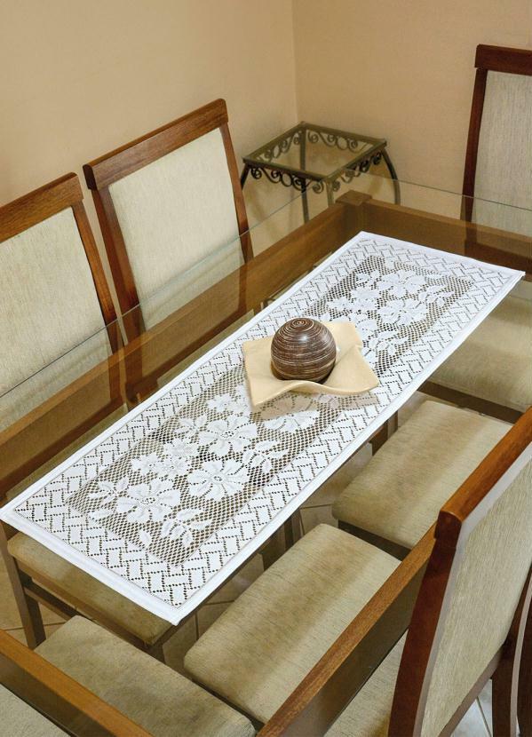 Lar e Lazer - Caminho de Mesa Renda Branca 115x55 cm