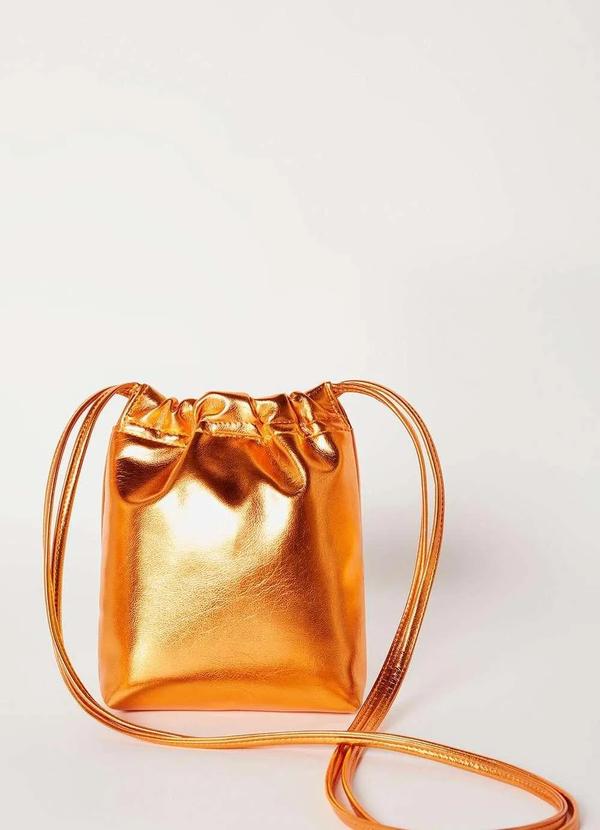 Hering - Bolsa Tiracolo Feminina Pequena Metalizada Laranja
