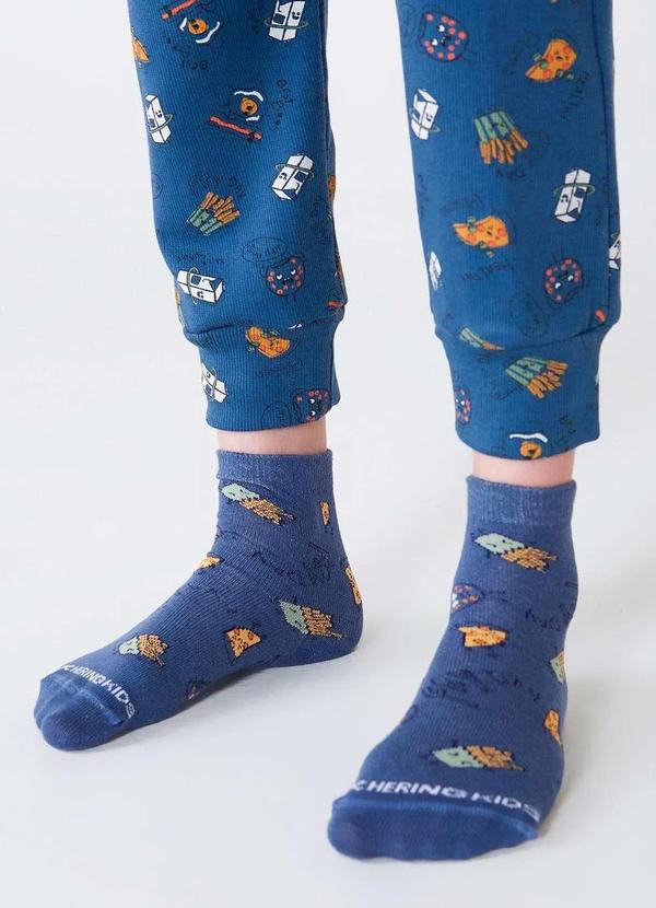 Hering - Meia Infantil Unissex Cano Medio Hering Kids Azul