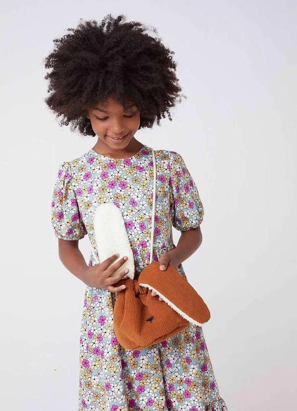 Hering - Bolsa Saco Infantil Menina em Veludo Cotele Bege