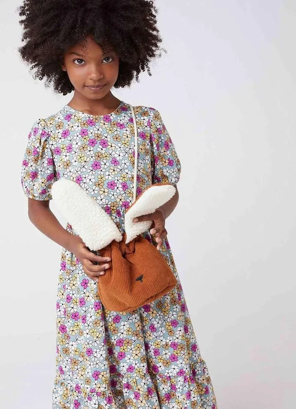 Hering - Bolsa Saco Infantil Menina em Veludo Cotele Bege 2