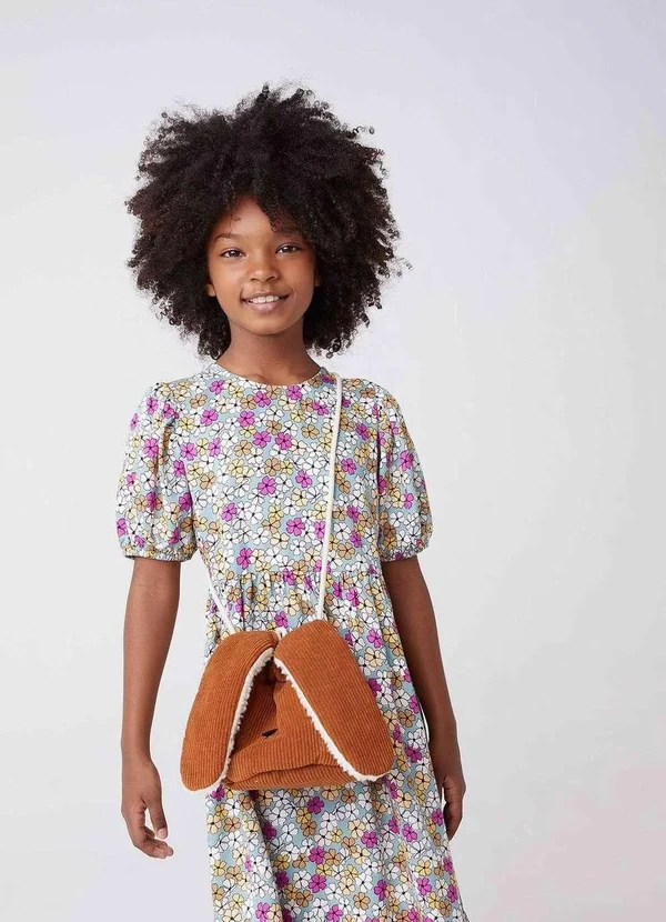 Hering - Bolsa Saco Infantil Menina em Veludo Cotele Bege 3