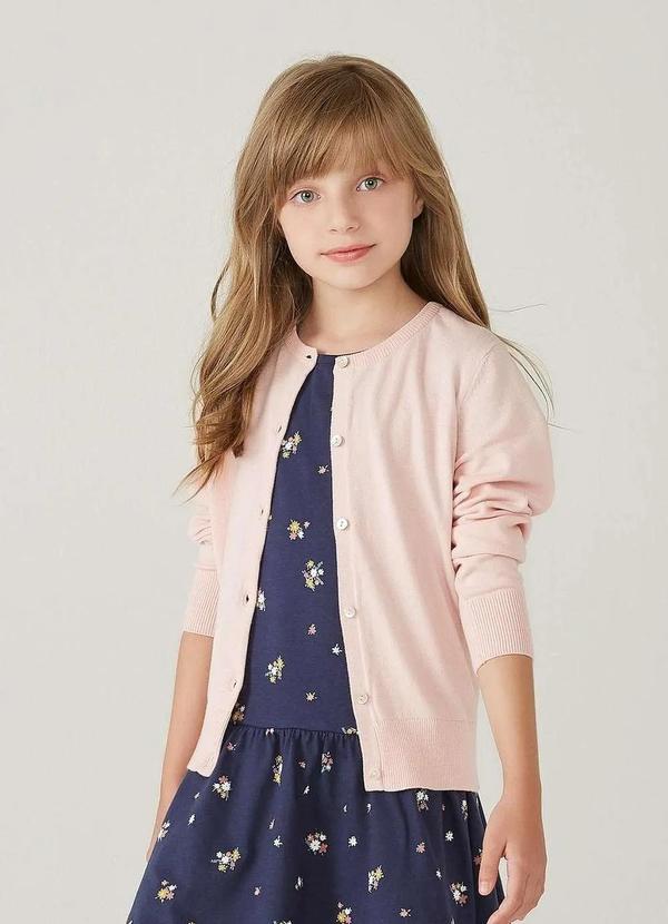 Hering - Cardigan Infantil Menina em Trico Rosa