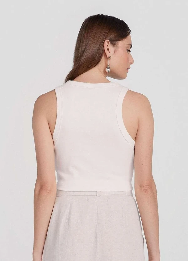 Hering - Regata Feminina Cropped. Branco 3