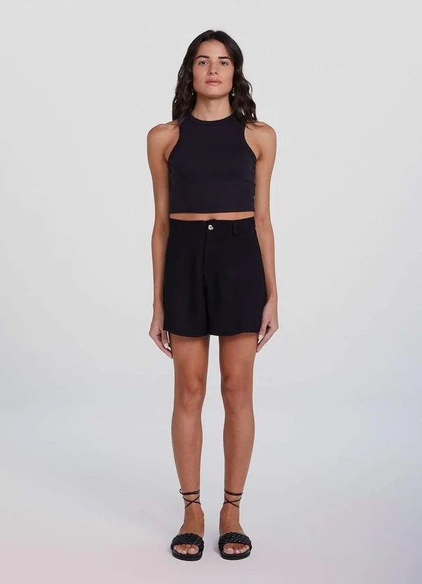 Hering - Regata Feminina Cropped Preto 7