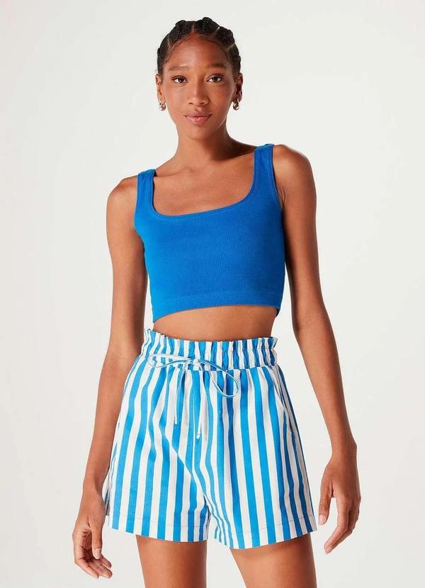 Hering - Top Cropped Basico Feminino Decote Quadrado Azul