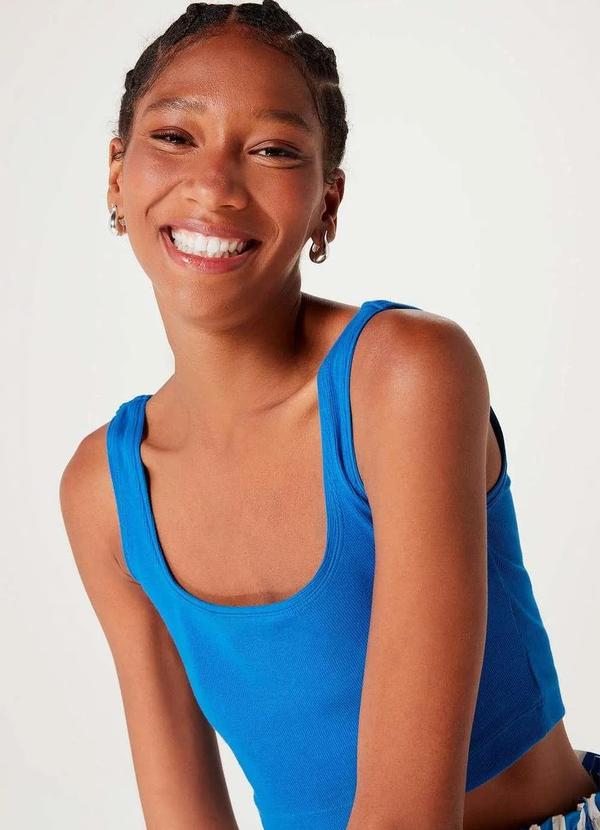 Hering - Top Cropped Basico Feminino Decote Quadrado Azul 3