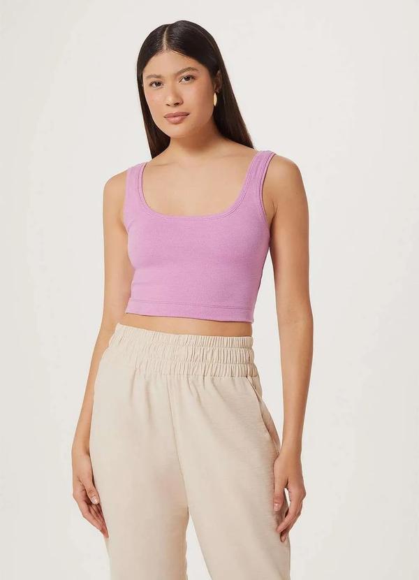Hering - Top Cropped Basico Feminino Decote Quadrado Roxo