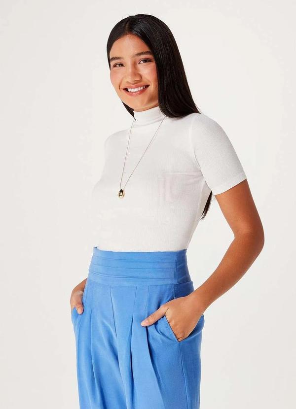 Hering - Blusa Basica Feminina Canelada Gola Alta Branco 2