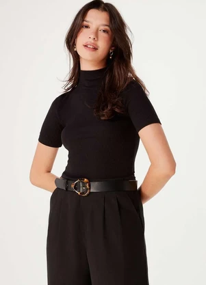 Hering - Blusa Basica Feminina Canelada Gola Alta - HERING