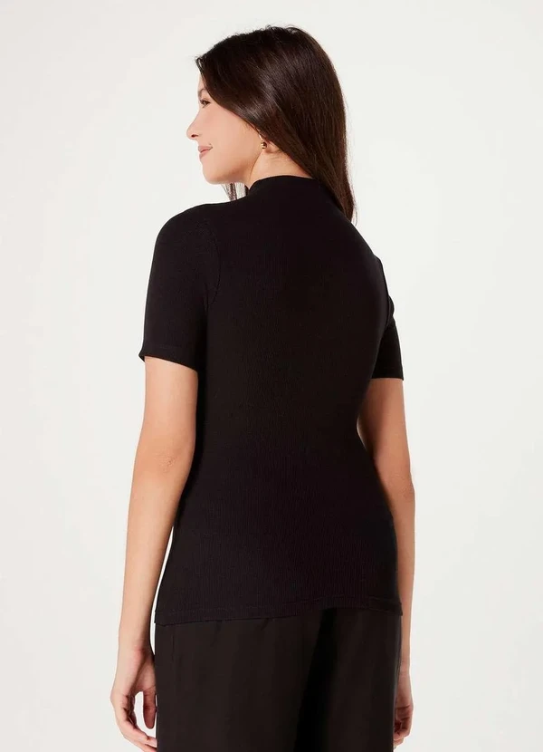 Hering - Blusa Basica Feminina Canelada Gola Alta Preto 2