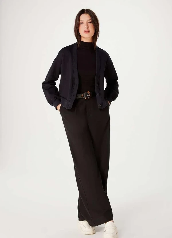 Hering - Blusa Basica Feminina Canelada Gola Alta Preto 4