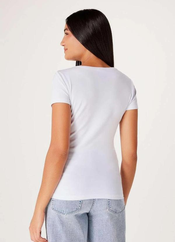 Hering - Blusa Basica Feminina Decote V com Elastano Branco
