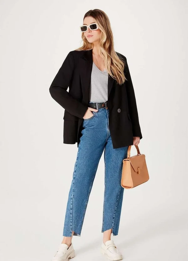 Hering - Blusa Basica Feminina Decote V com Elastano Cinza 3